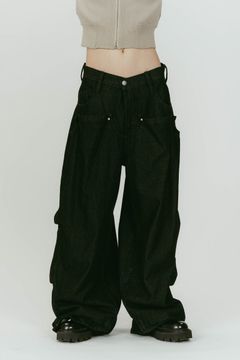 cling drape denim pants(unisex) (Black) / ドレープデニムパンツ (ブラック) / 26SS