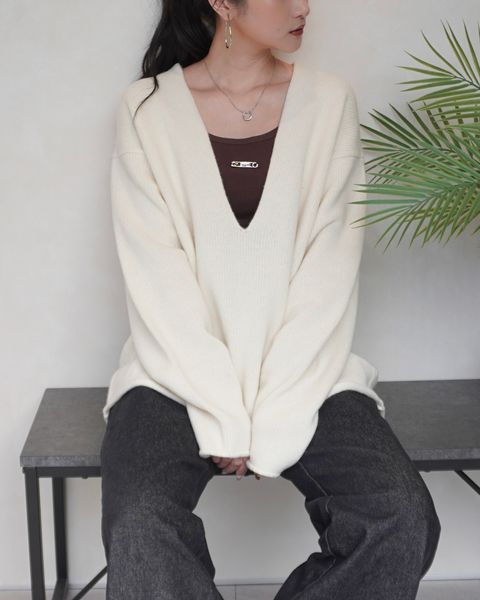 【25AW】HAMILTON V NECK KNIT / ハミルトン Vネックニット (アイボリー)