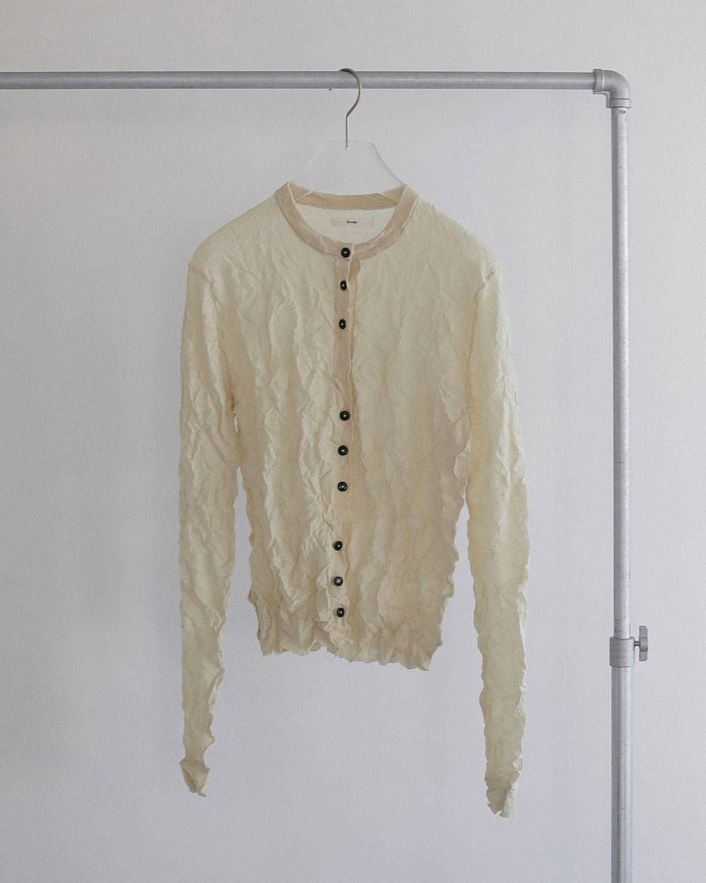 ウォッシャーニットカーディガン (クリーム) Washer Knit Cardigan (Cream) / 27SS