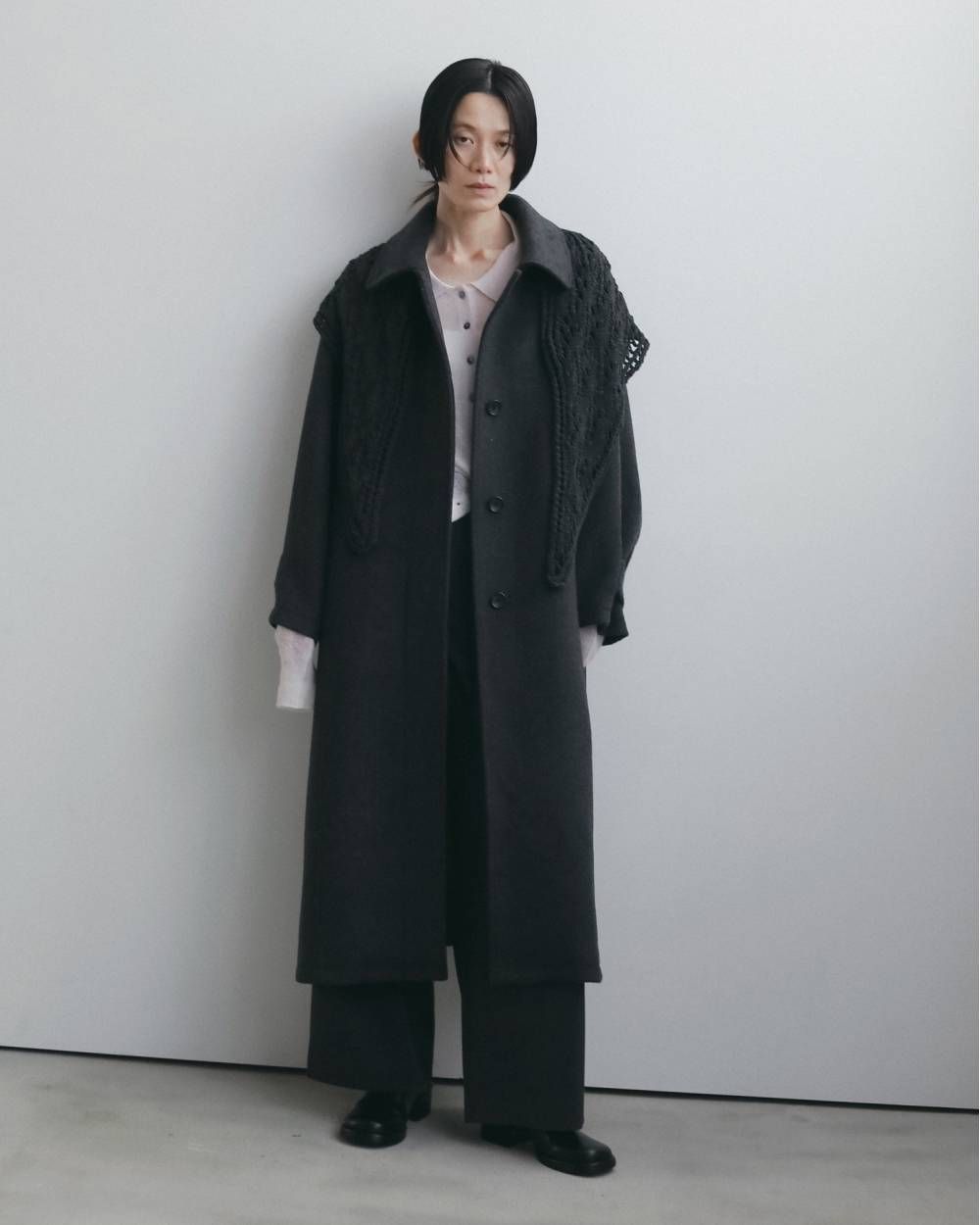 ステンカラーオーバーコート (チャコールグレー) Soutiencollar Over Coat (Charcoal gray) / 26AW 【6月29日まで期間限定予約】