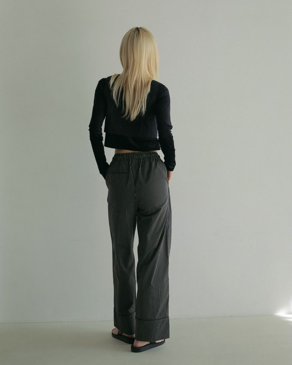 Stripe Pajamas Pants / ストライプ パジャマパンツ (ブラック)