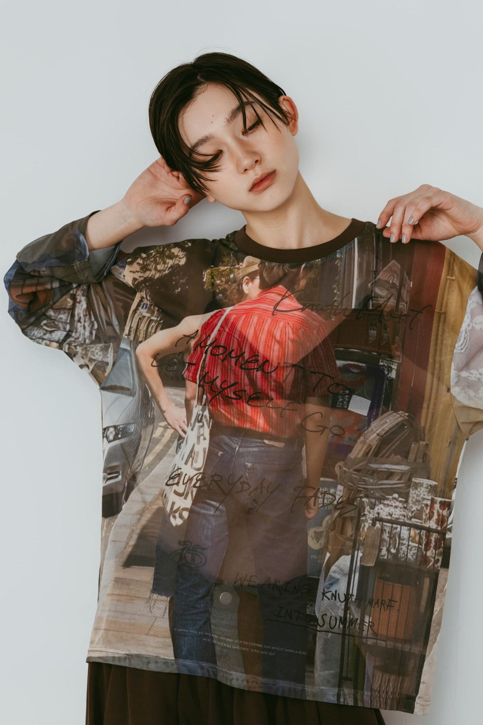 シアープリント ロングスリーブTシャツ (オジ) oji sheer long-sleeve tee(unisex) (Oji) /  26SS