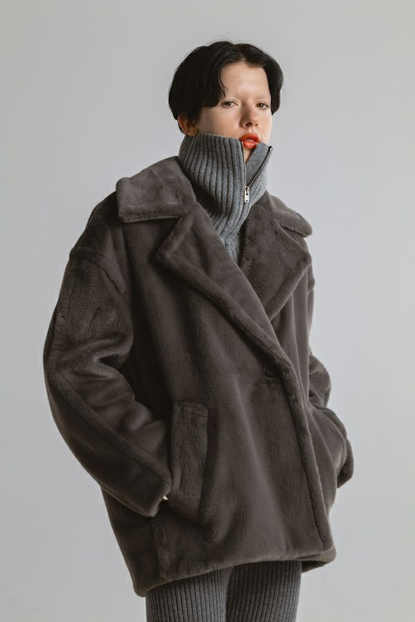 【25AW】BOA MIDDLE COAT / ボアミドルコート (グレー)