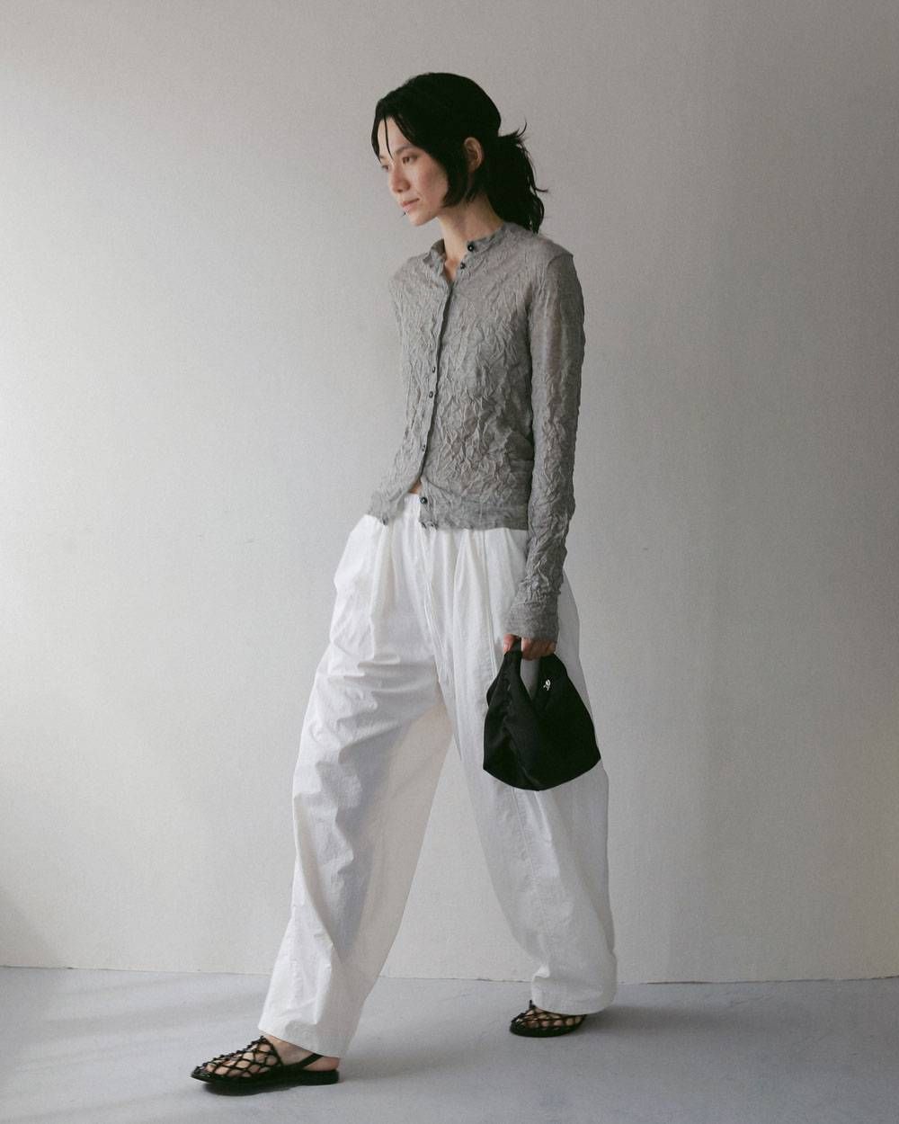 ウォッシャーニットカーディガン (グレー) Washer Knit Cardigan (Gray) / 27SS