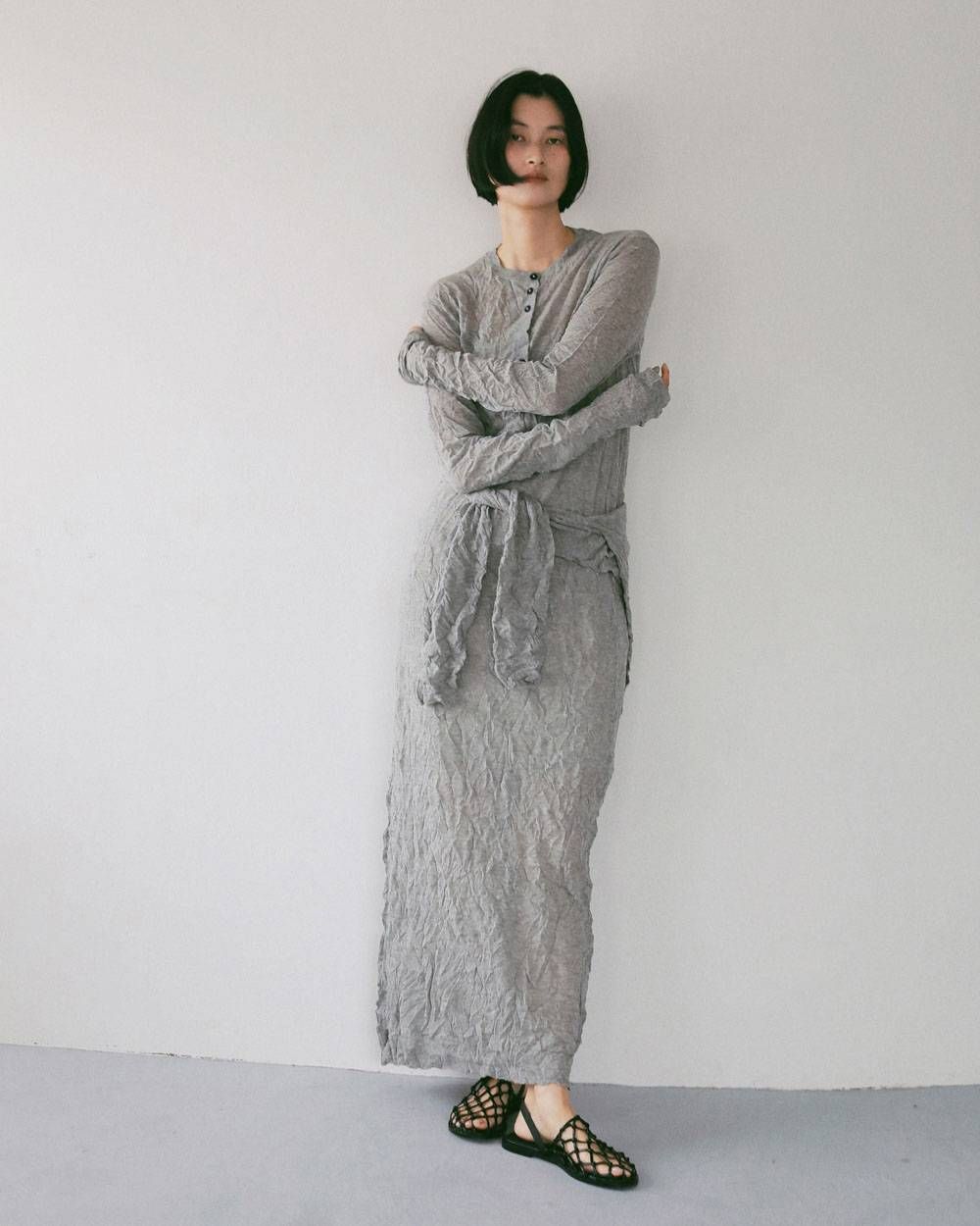 ウォッシャーニットカーディガン (グレー) Washer Knit Cardigan (Gray) / 27SS