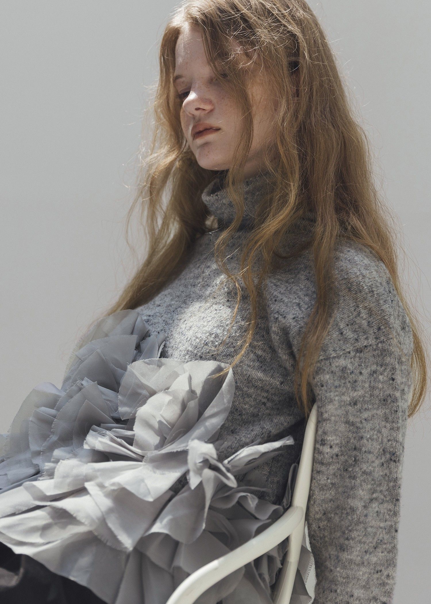 gradation frill bottleneck knit / グラデーション フリルニット (グレー) / 25AW