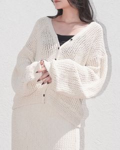クロシェニットカーディガン (アイボリー) Crochet Knit Cardigan (Ivory) / 26SS