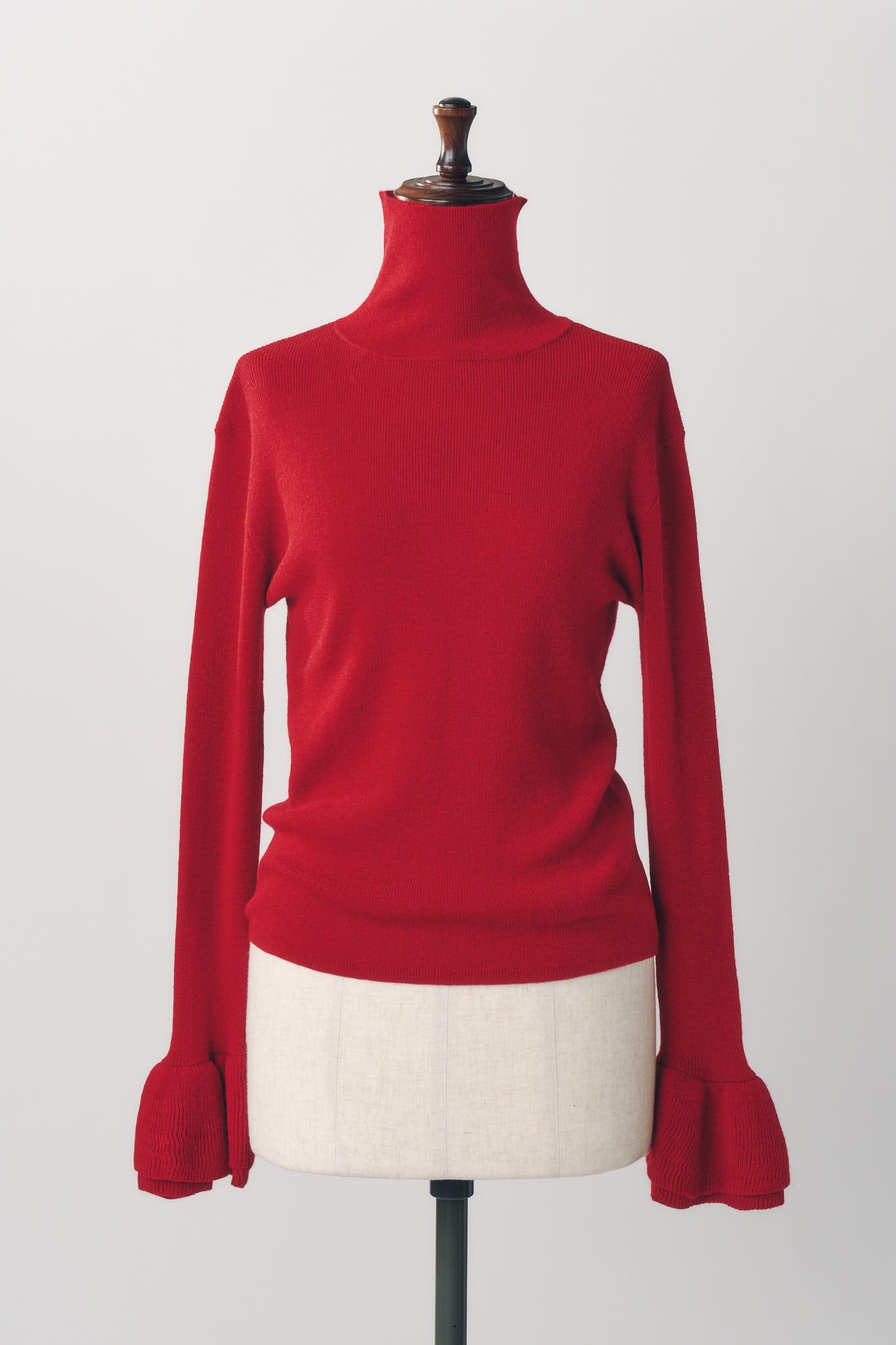 フリルハイネックニット (レッド) frill high neck knit (Red) / 26AW