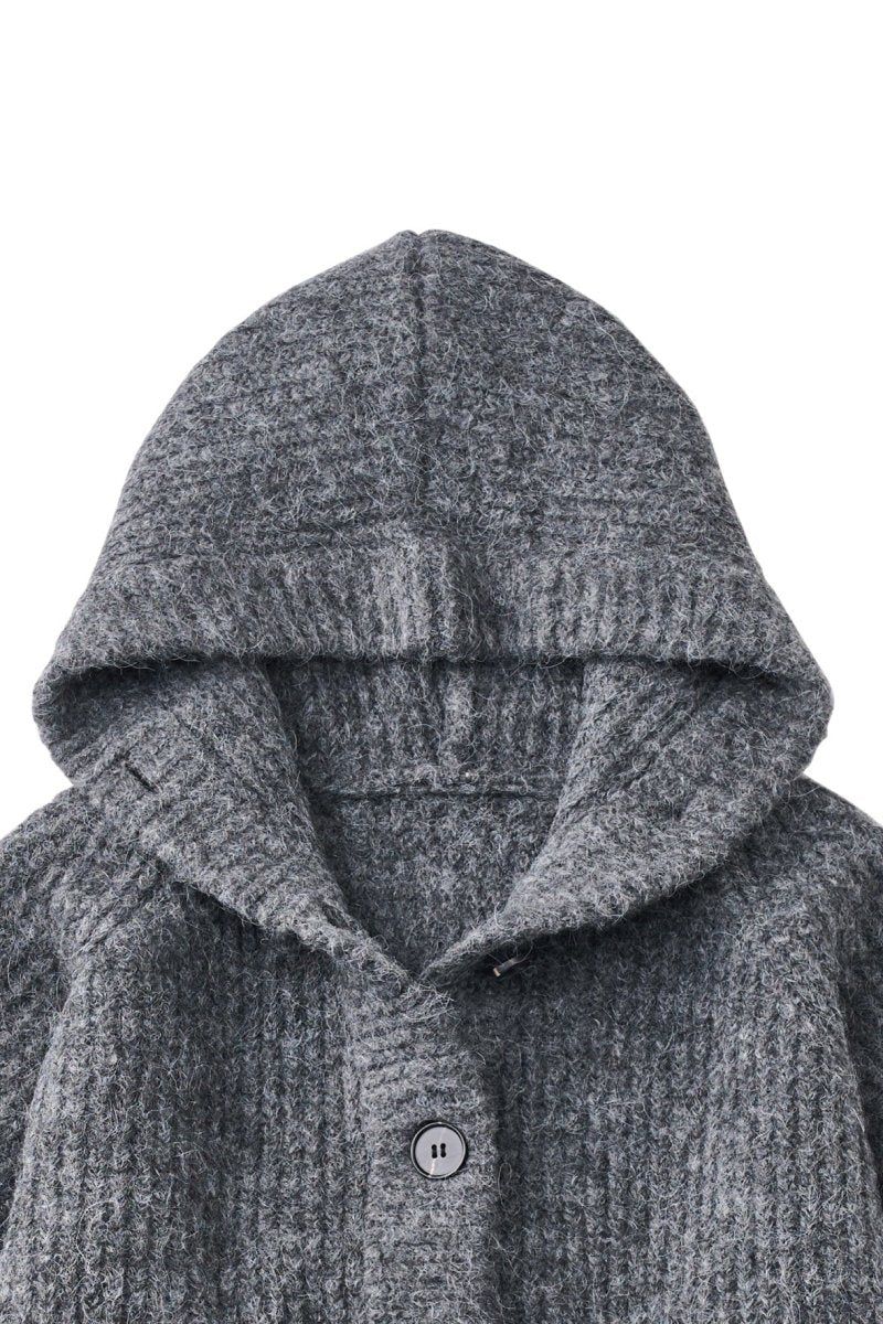 hooded cardigan knit / フーデッド カーディガンニット (グレー) / 25AW