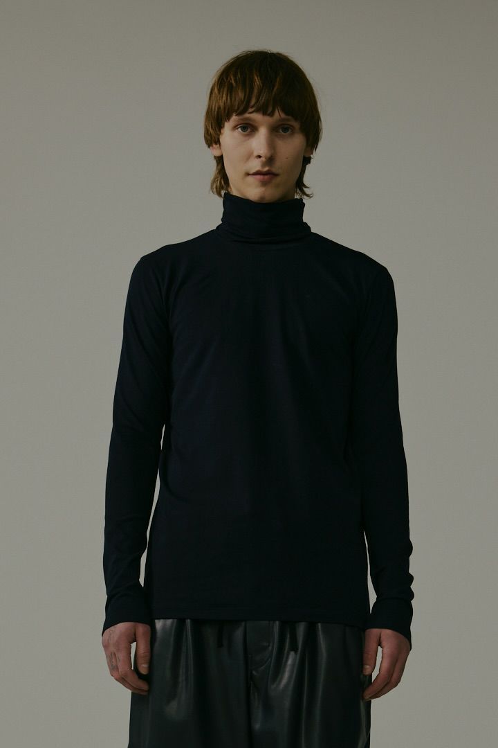 【メンズ】ORGANIC COTTON SPANDEX TURTLE BECK / オーガニックコットンタートルネックTシャツ (ブラック)