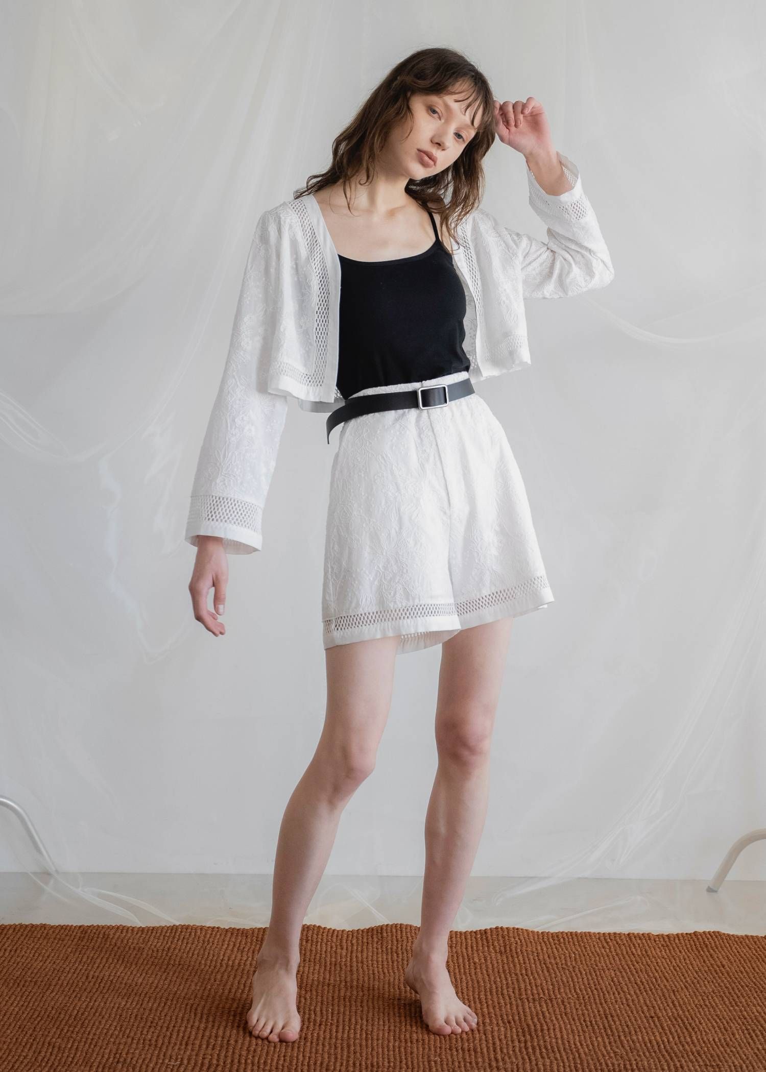 レースボレロ  (ホワイト) trimming lace cropped bolero BL (White) /  26SS
