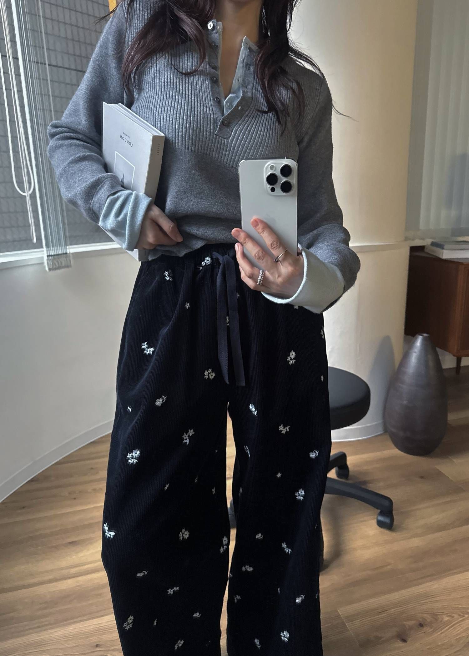レイヤード ヘンリーニット (グレー) button henley effortless layered knit (Gray) /  26AW