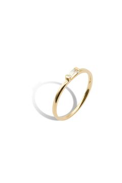 SINGLE BAGUETTE MOISSANITE RING (PINKY) / シングル バゲット モアサナイト リング【ピンキー】K10/K18 (イエローゴールド)