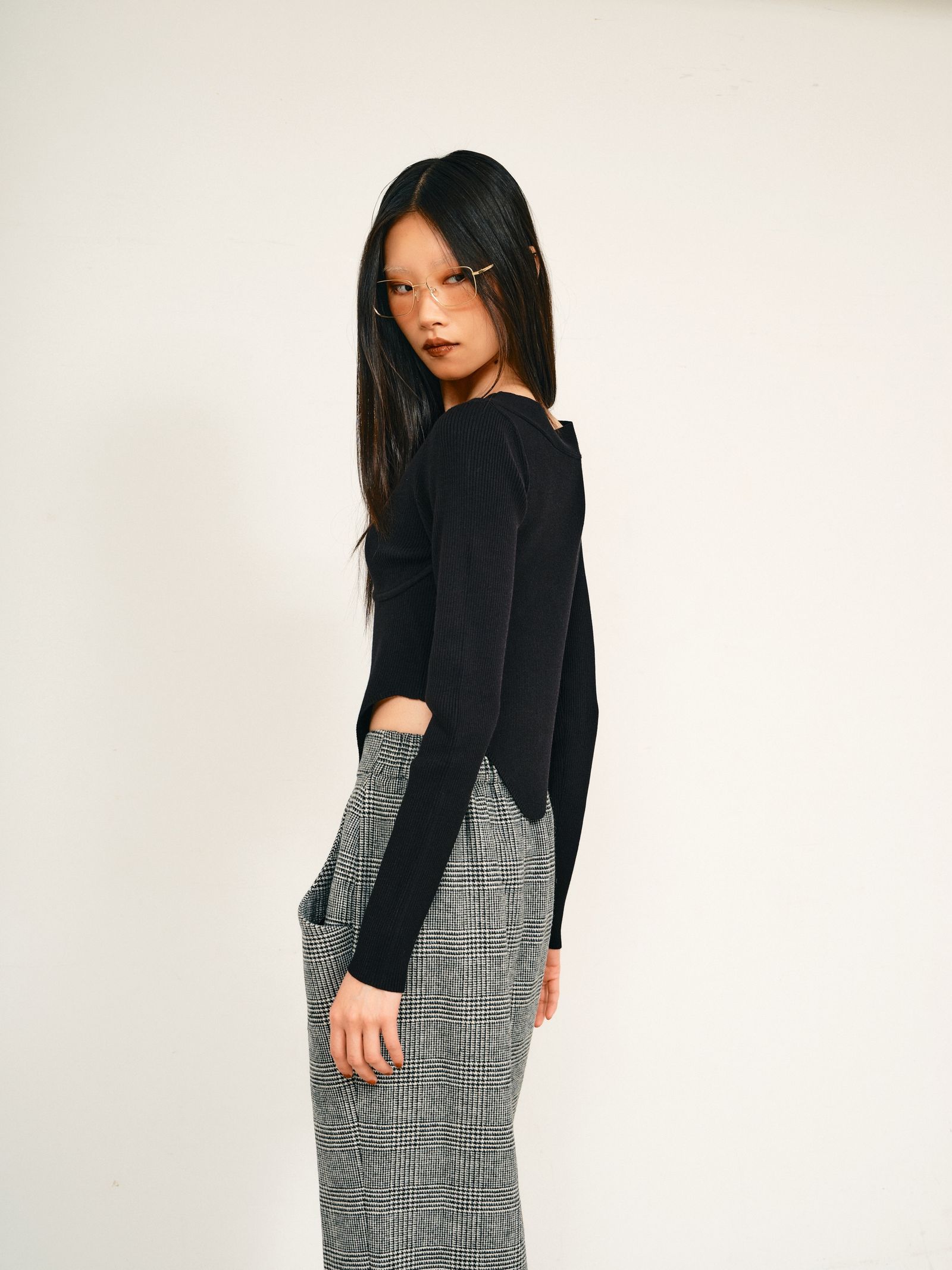 Bustier ribbed knit top / ビスチェリブニットトップス (ブラック) / 25AW