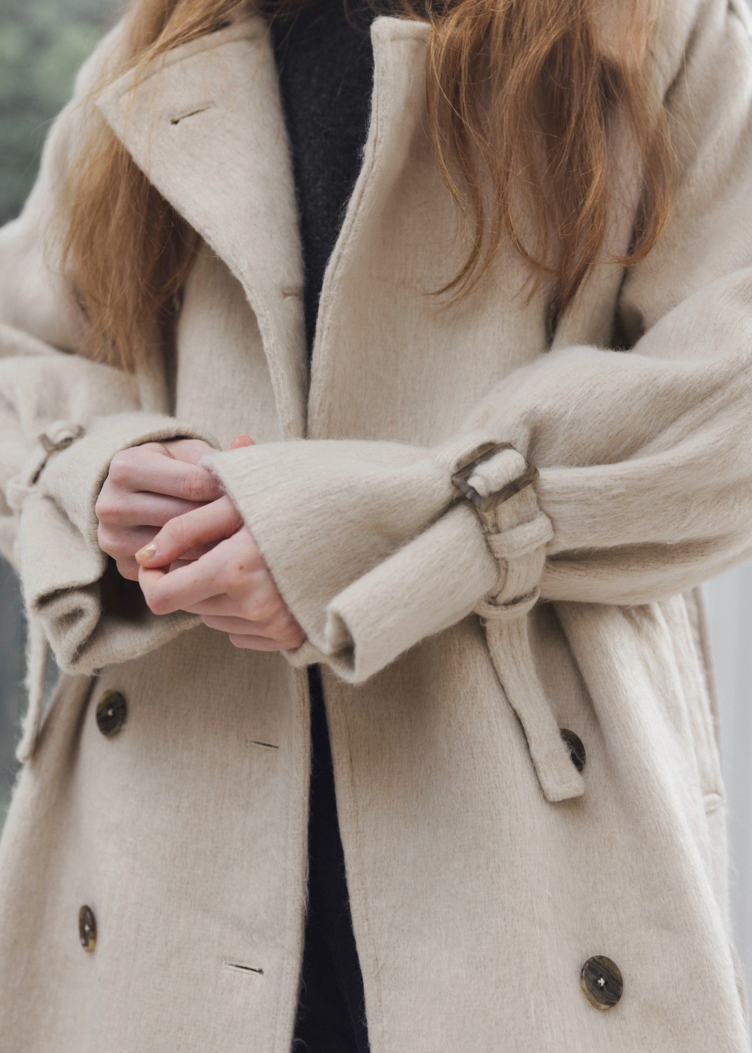 shaggy volume sleeve trench long coat / シャギー トレンチコート (ミルクティー) / 25AW /