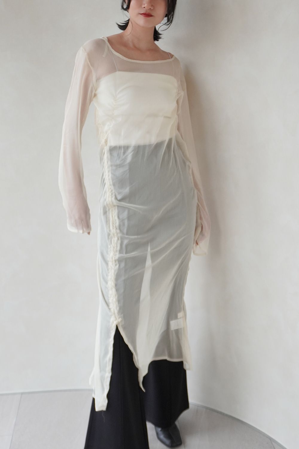 Knuth Marf - asymmetry sheer long one piece / アシンメトリー