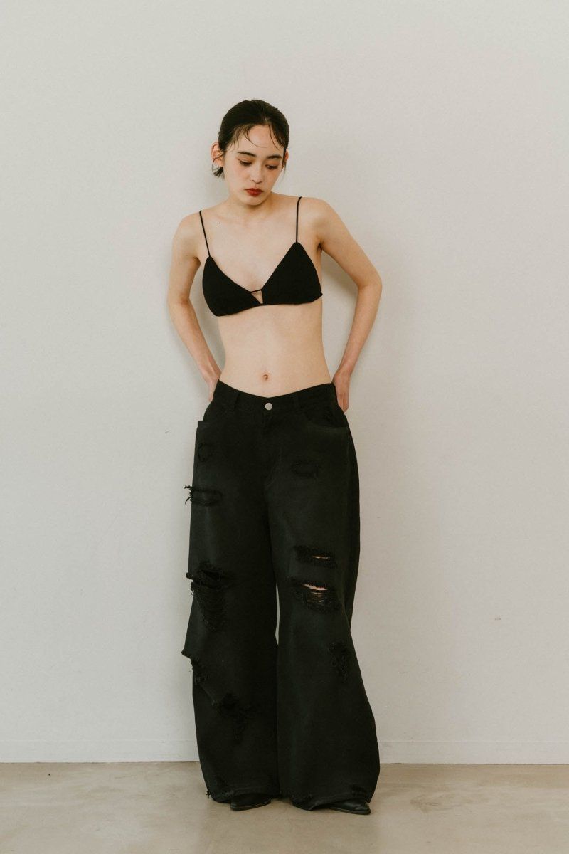 damage denim pants / ダメージ デニムパンツ (ブラックブラック) / 25SS