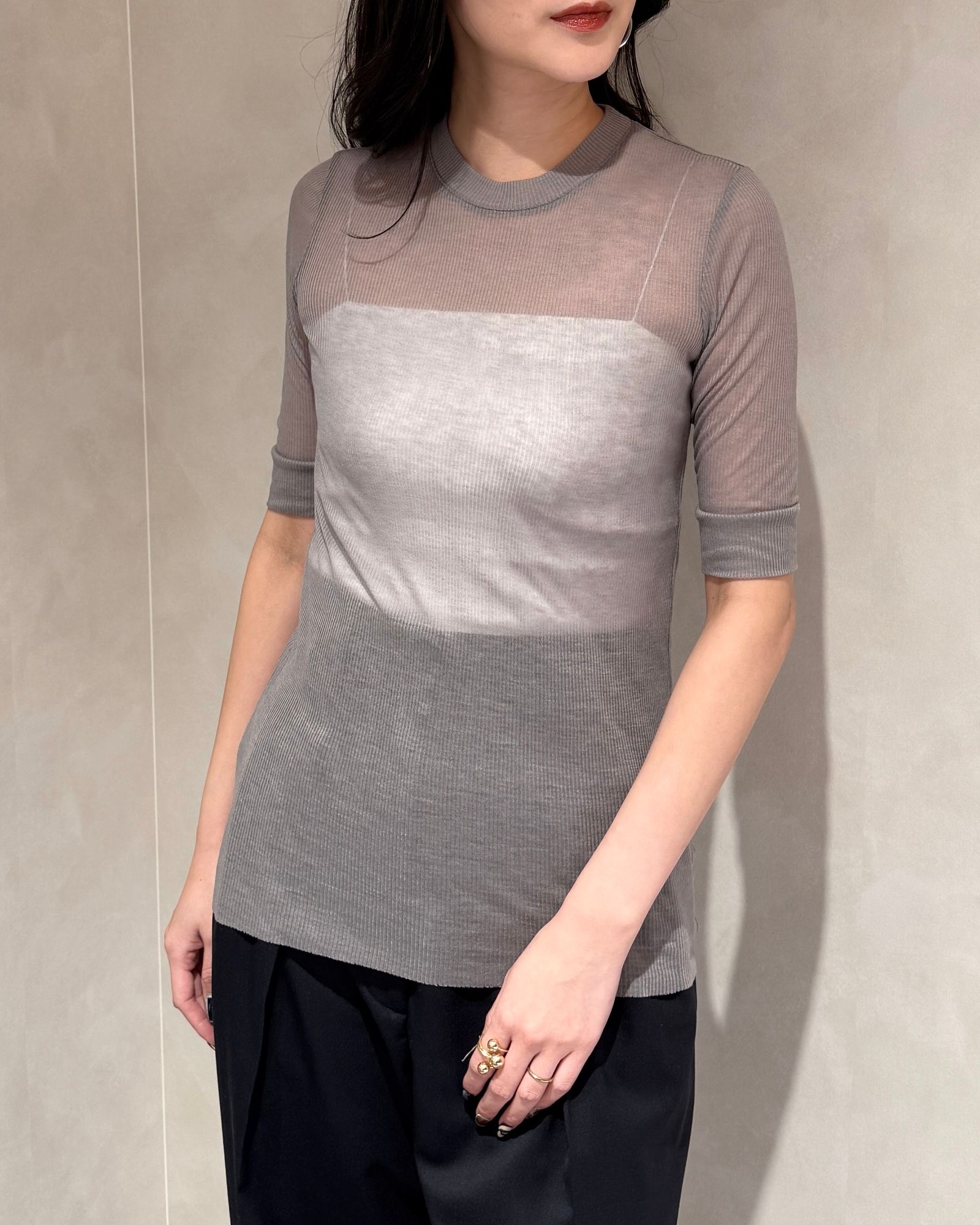 【25SS】TENCEL CASHMERE RIB T-SHIRT / テンセルカシミヤリブTシャツ (チャコールグレー)