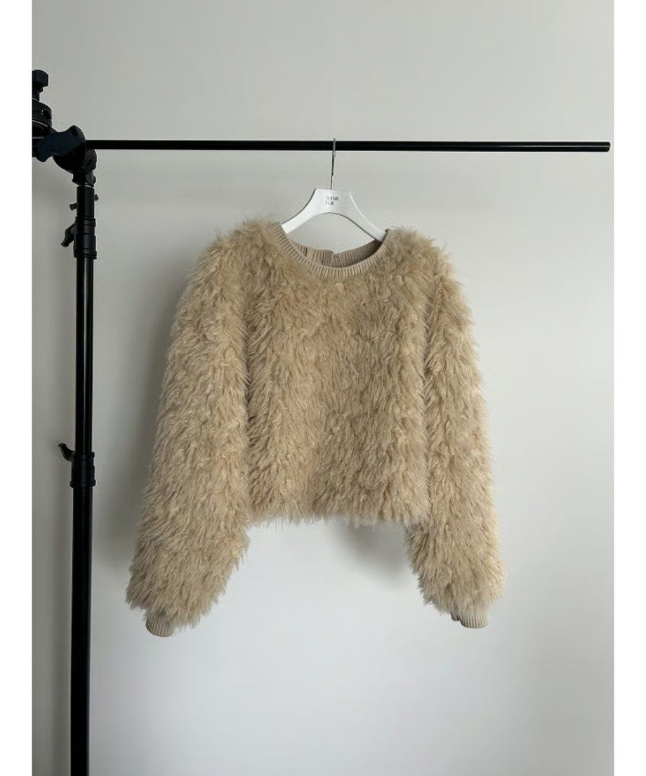 【25AW】2Way Fur×Knit Tops (クリーム) / 2ウェイファー×ニットトップス / エコファー / フェイクファー