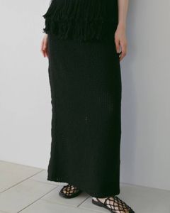 クロシェニットスカート (ブラック) Crochet Knit Skirt (Black) / 26SS