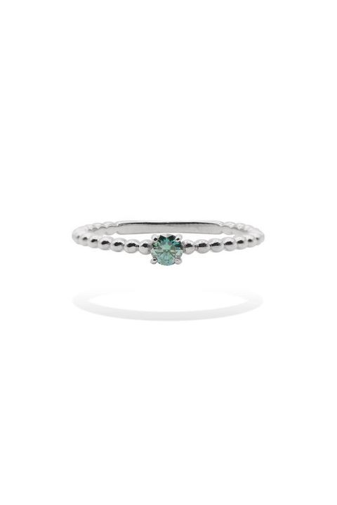 MOISSANITE GRANO RING WITH GREEN MOISSANITE / グリーン モアサナイト グラノ リング K10/K18 (ホワイトゴールド)