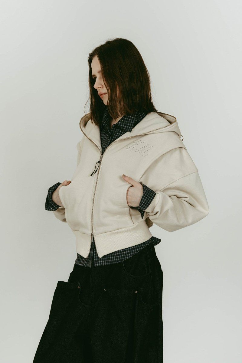 pierced hooded sweatshirt (Lightbeige) / ピアス スウェットフーディ (ライトベージュ) / 26SS