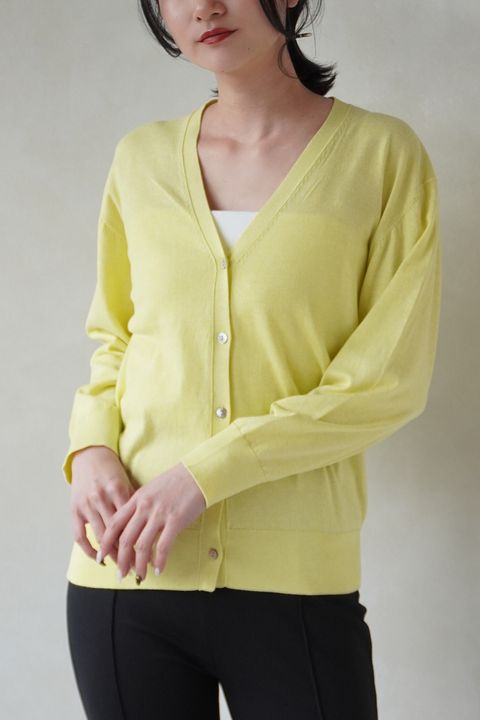 HIGHGAGE V-NECK CARDIGAN / ハイゲージ Vネックカーディガン (ライム)
