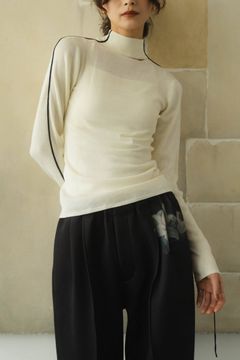 2way piping high neck knit / パイピングハイネックニット (アイボリー)