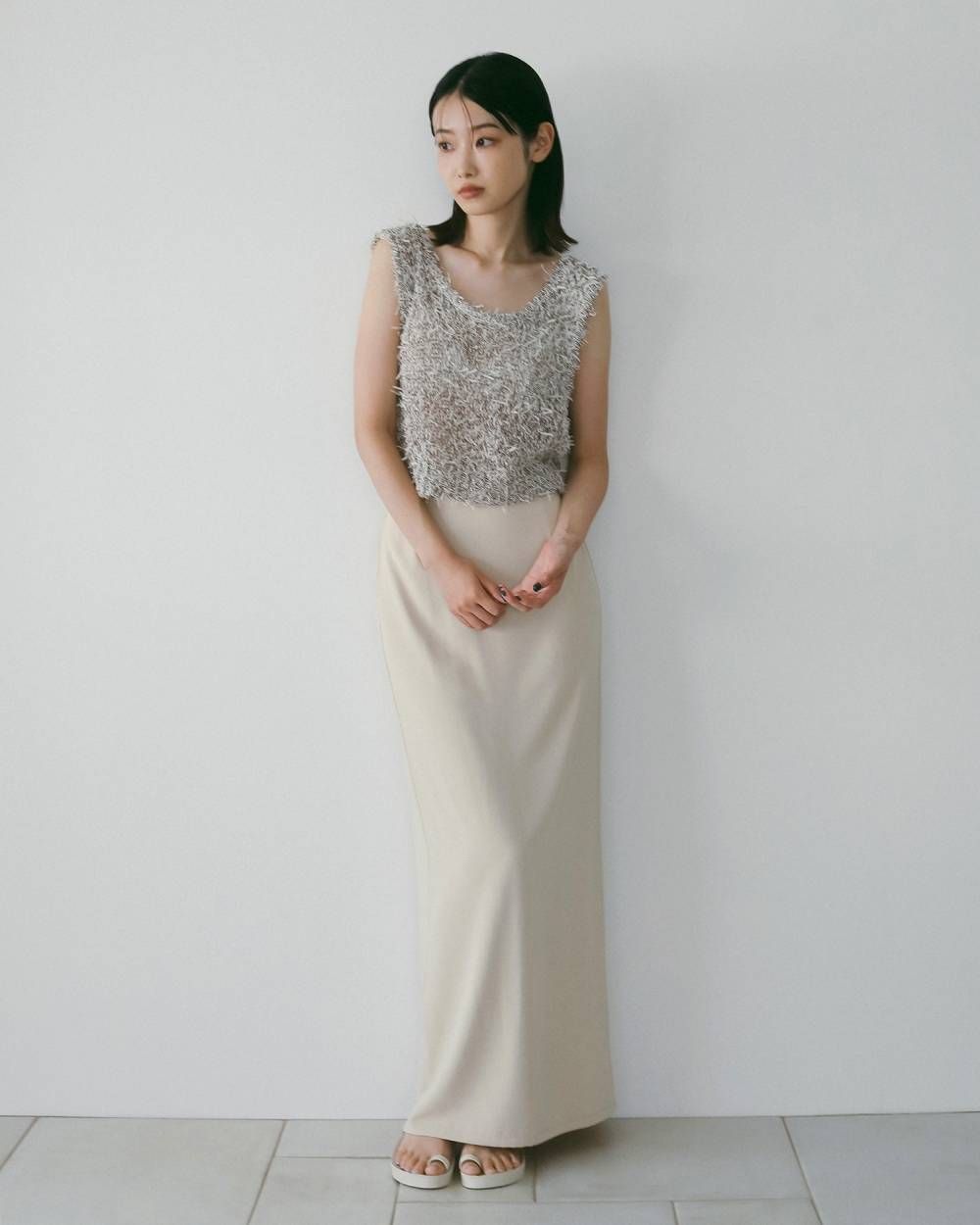 ミックスヤーン ニットベスト (アイボリー) Mixyarn Knit Vest (Ivory) / 26SS