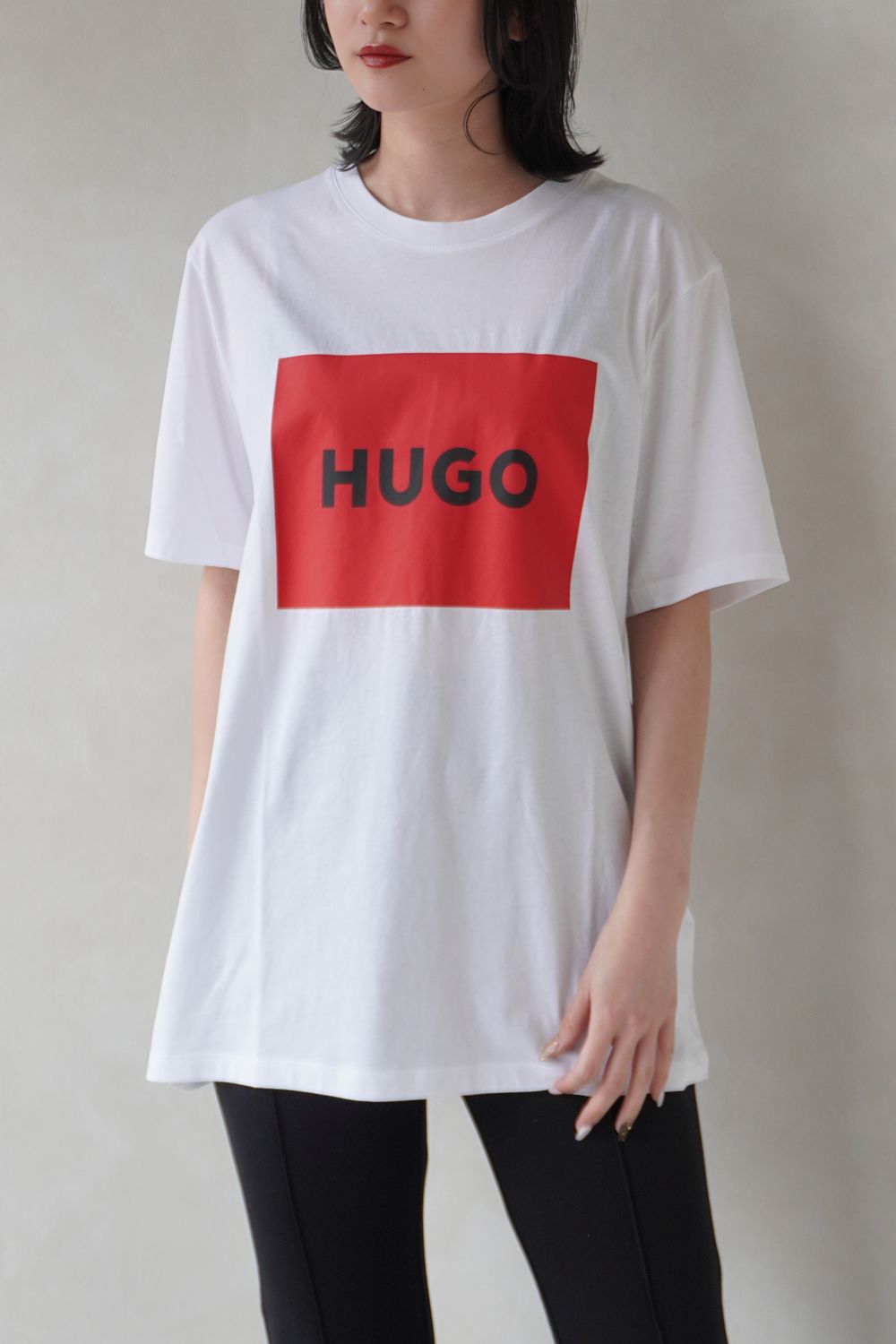 HUGO - 【HUGO BLUE】クロップド丈Tシャツ (ホワイト