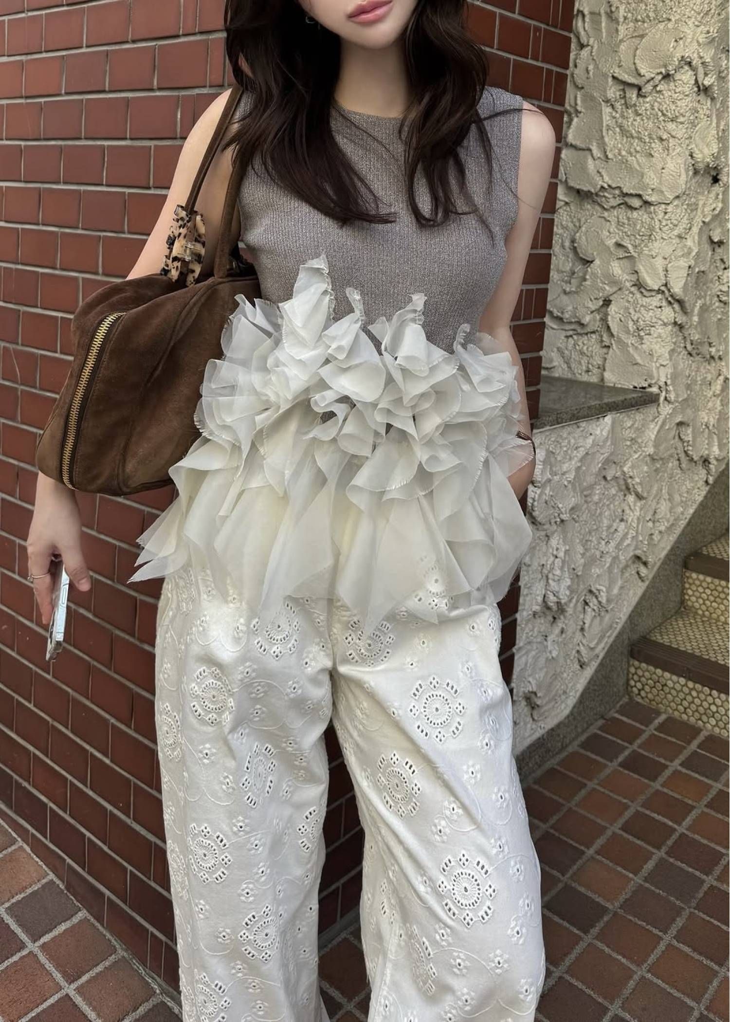 グラデーションフリル ノースリーブニット (ミックス) gradation frill no sleeve knit (Mix) /  26SS
