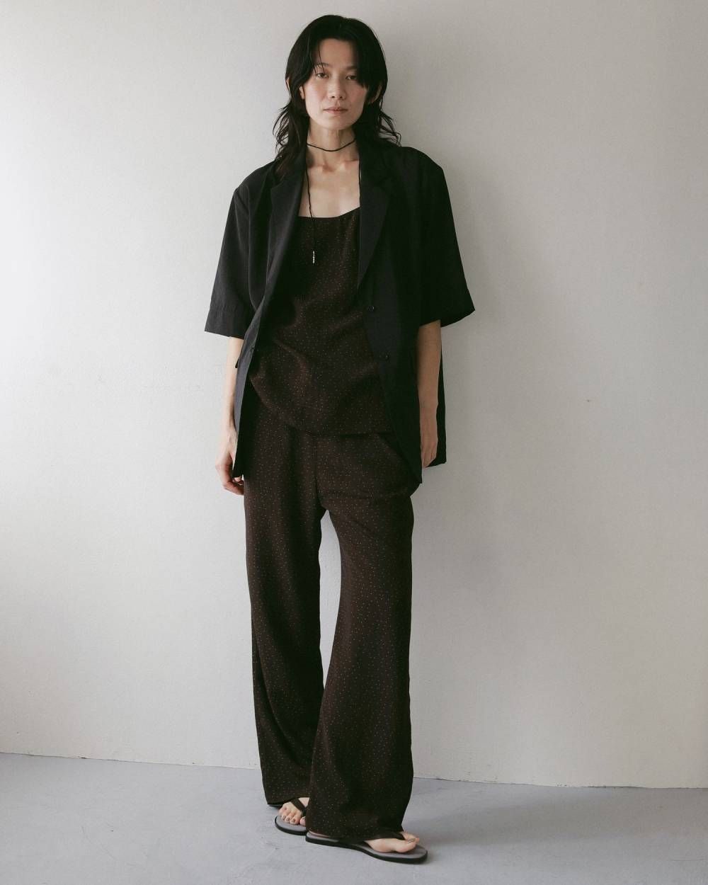 ドットジャガード キャミソールトップス (ブラウン) Dotjacquard Camisole Tops (Brown) / 27SS