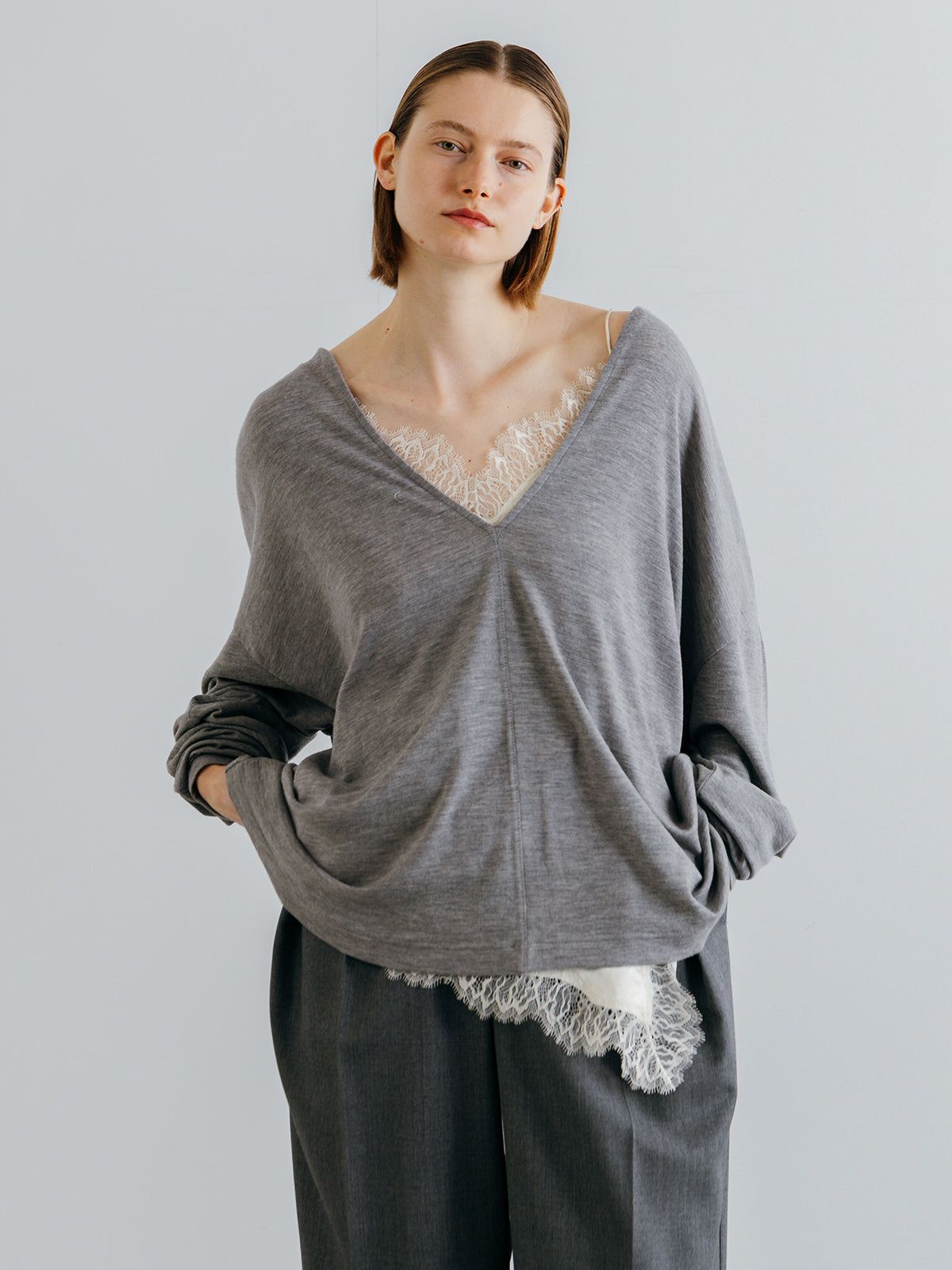 サテンレースキャミ (オフホワイト) SATIN LACE CAMI (Off white) /  26SS