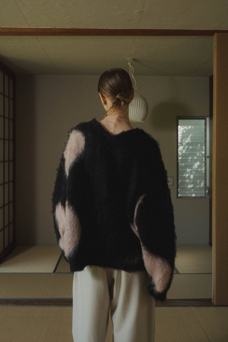Uneck knit pullover (unisex) / Uネックニットプルオーバー (ピンクブラック)