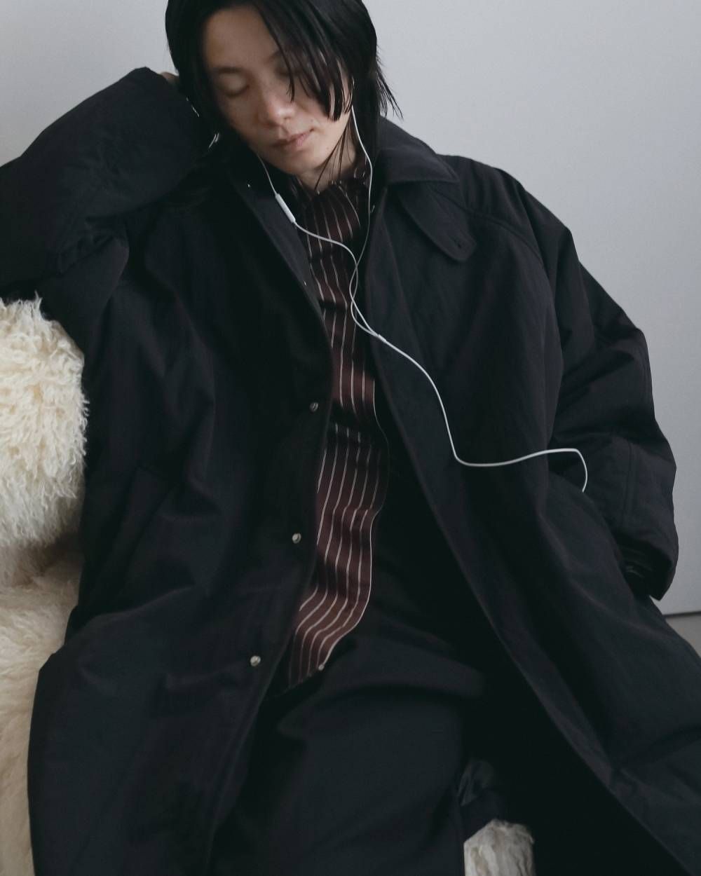 パッデッド ステンカラーコート (ブラック) Padded Soutiencollar Coat (Black) / 26AW 【6月29日まで期間限定予約】