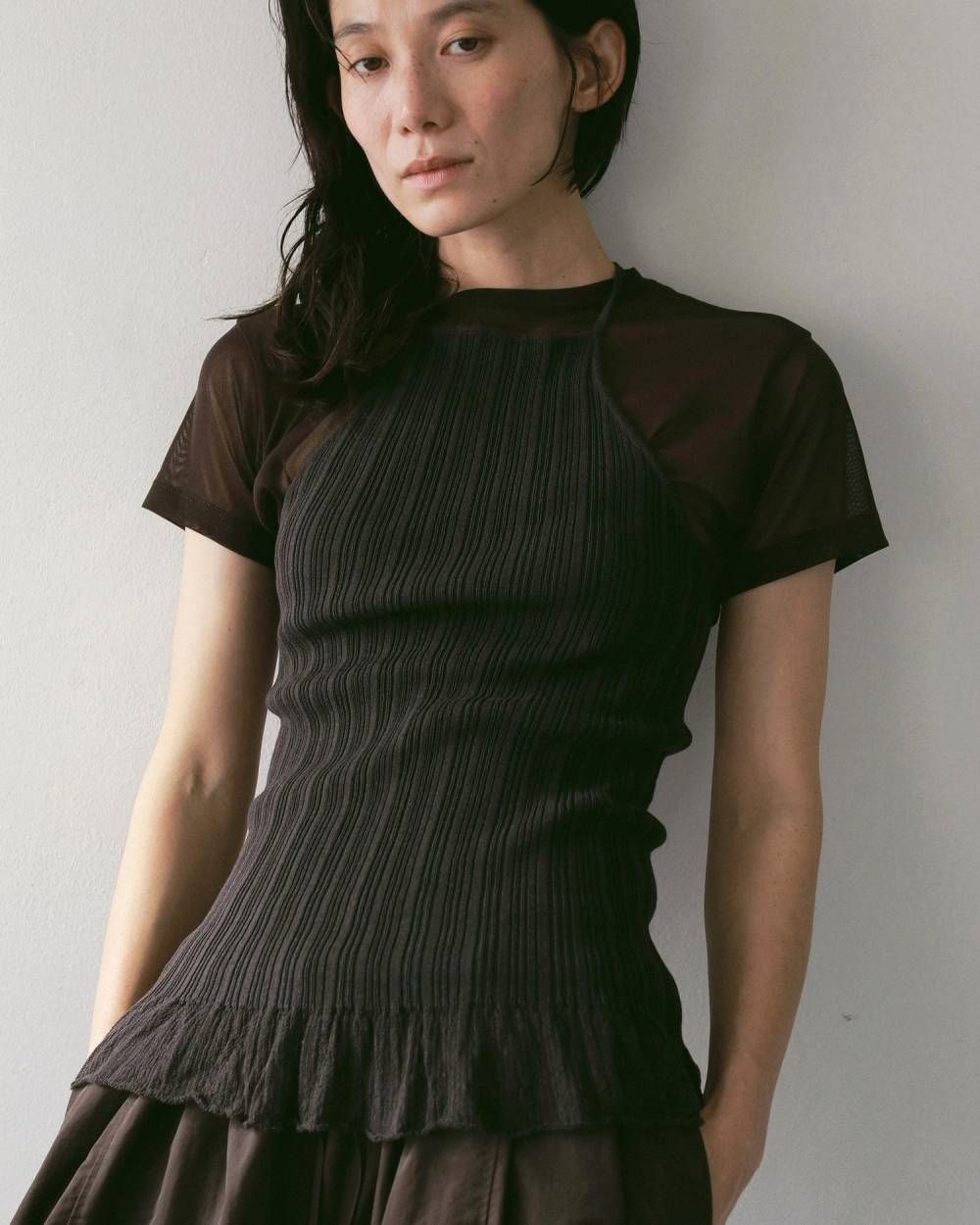 シアーチュールTシャツ (ブラウン) Sheer Tulle T-shirts (Brown) / 27SS