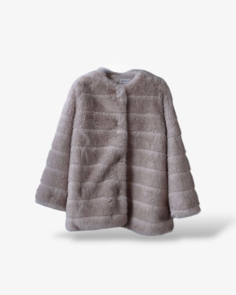 【25AW】Border Fur Coat (クリーム) / ボーダーファーコート / エコファー / フェイクファー