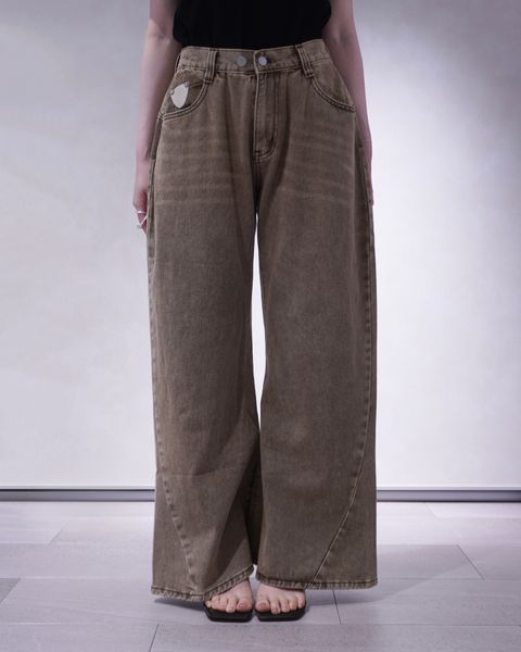 ワイドベルボトムデニムパンツ (ブラウン) wide bell-bottom denim pants (Brown) /  26SS