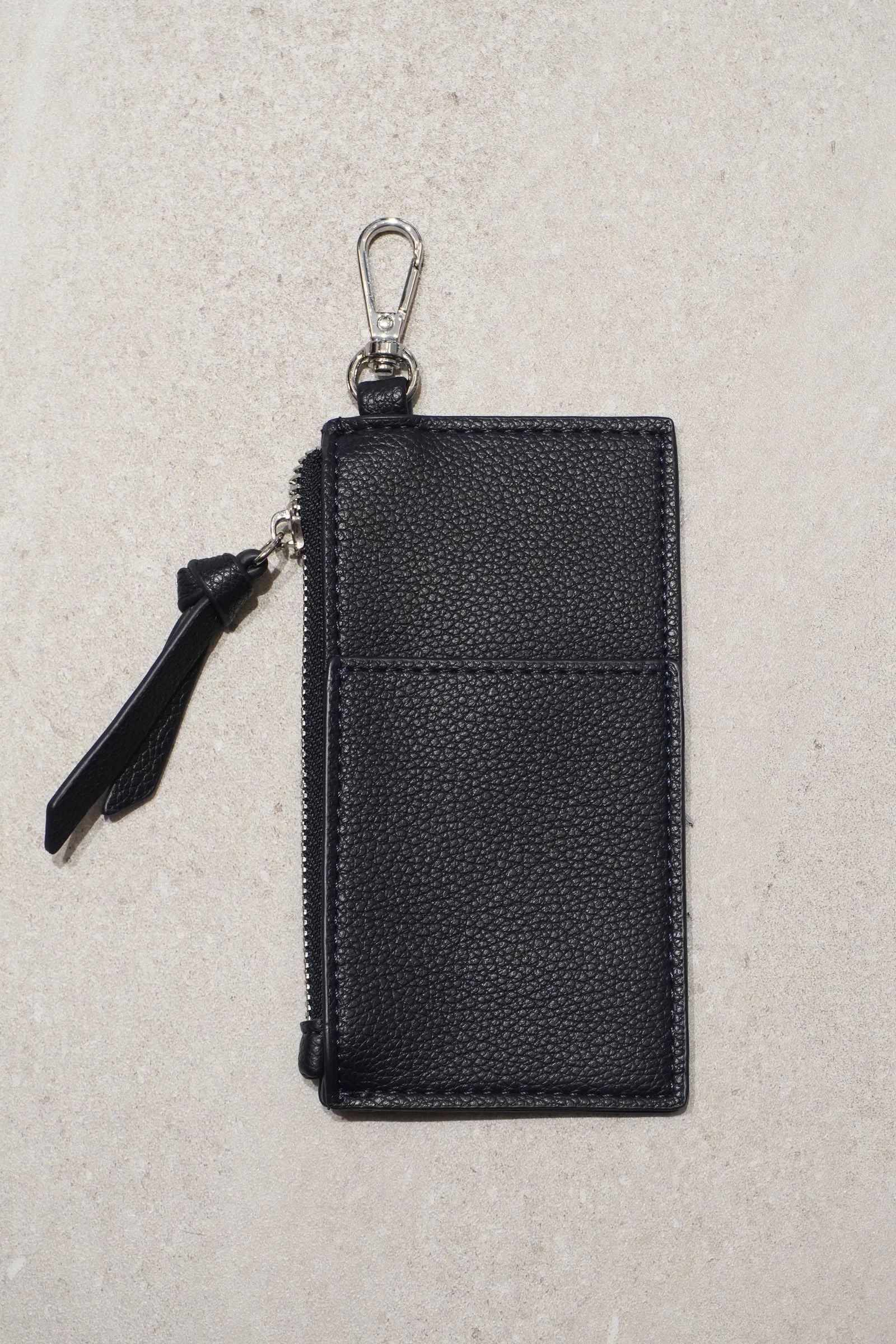 RECYCLING LEATHER MULTI MOBILE POUCH / リサイクルレザーマルチモバイルポーチ (ブラック) スマホショルダー/コインケース・カードホルダー付き / 取り外し可能