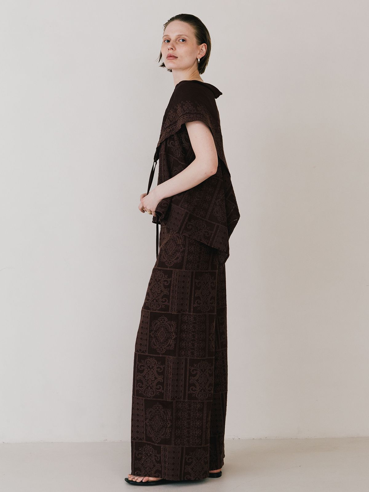 【25SS】CUTWORK LACE PANTS / カットワーク レースパンツ (ブラウン)
