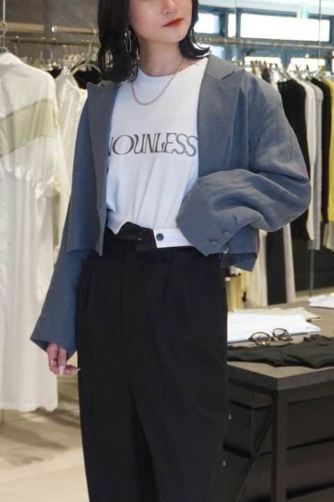 CROPPED LINEN JACKET / クロップド丈 リネンジャケット (チャコール)