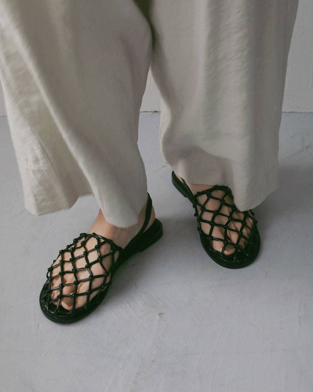 フラットシューズサンダル (ブラック) Braid Flat Shoes (Black) / 27SS