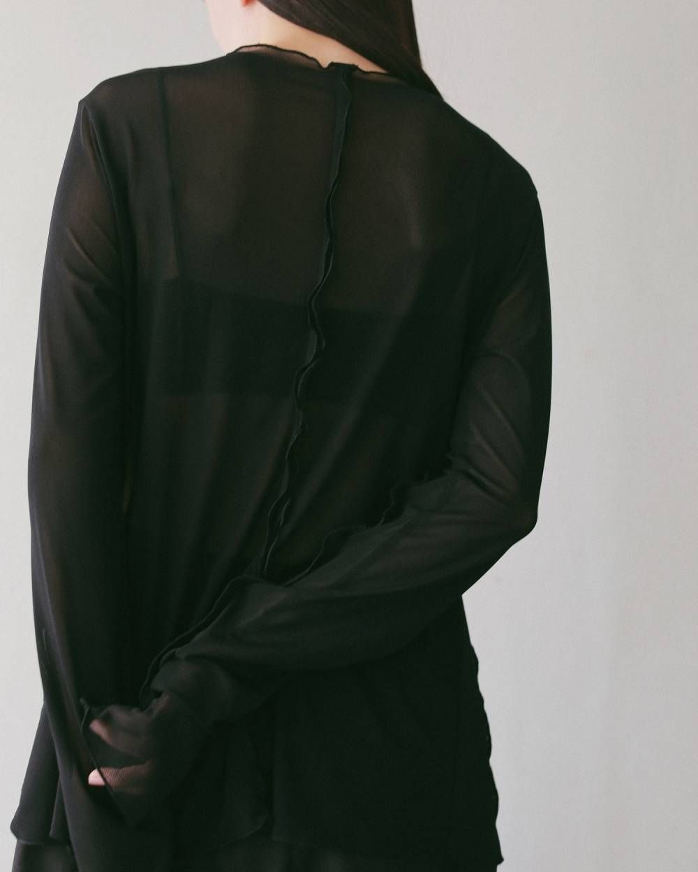 シアーチュールカーディガン (ブラック) Sheer Tulle Cardigan (Black) / 27SS