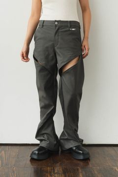 2way cut leather pants / 2ウェイ カットレザーパンツ (チャコール)  Knuth Marf