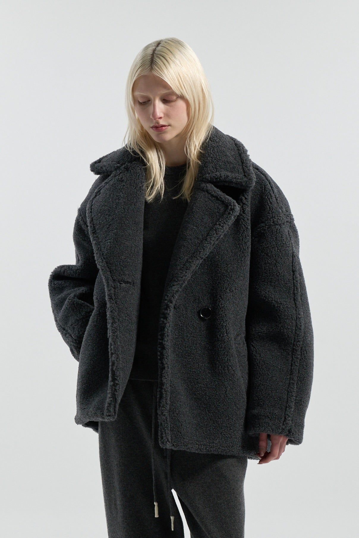コクーン ミドル ボアコート (チャコールグレー) COCOON MID BOA COAT (Cgray) / 26AW