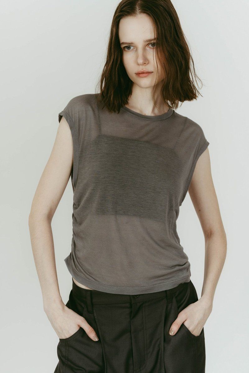 2-piece layered compact shirt (NavyGray) / 2ピース レイヤードコンパクトシャツ (ネイビーグレー) / 26SS