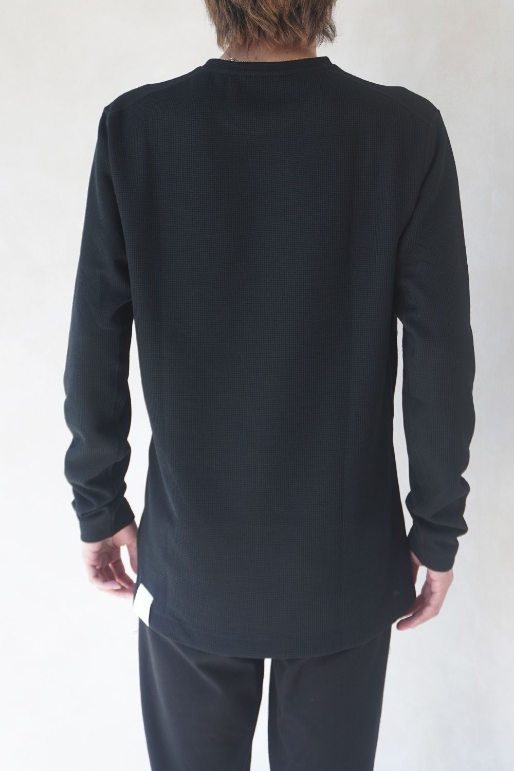 DRY WAFFLE LONG SLEEVE T-SHIRTS / ドライワッフル ロングスリーブTシャツ (ブラック) / ユニセックス