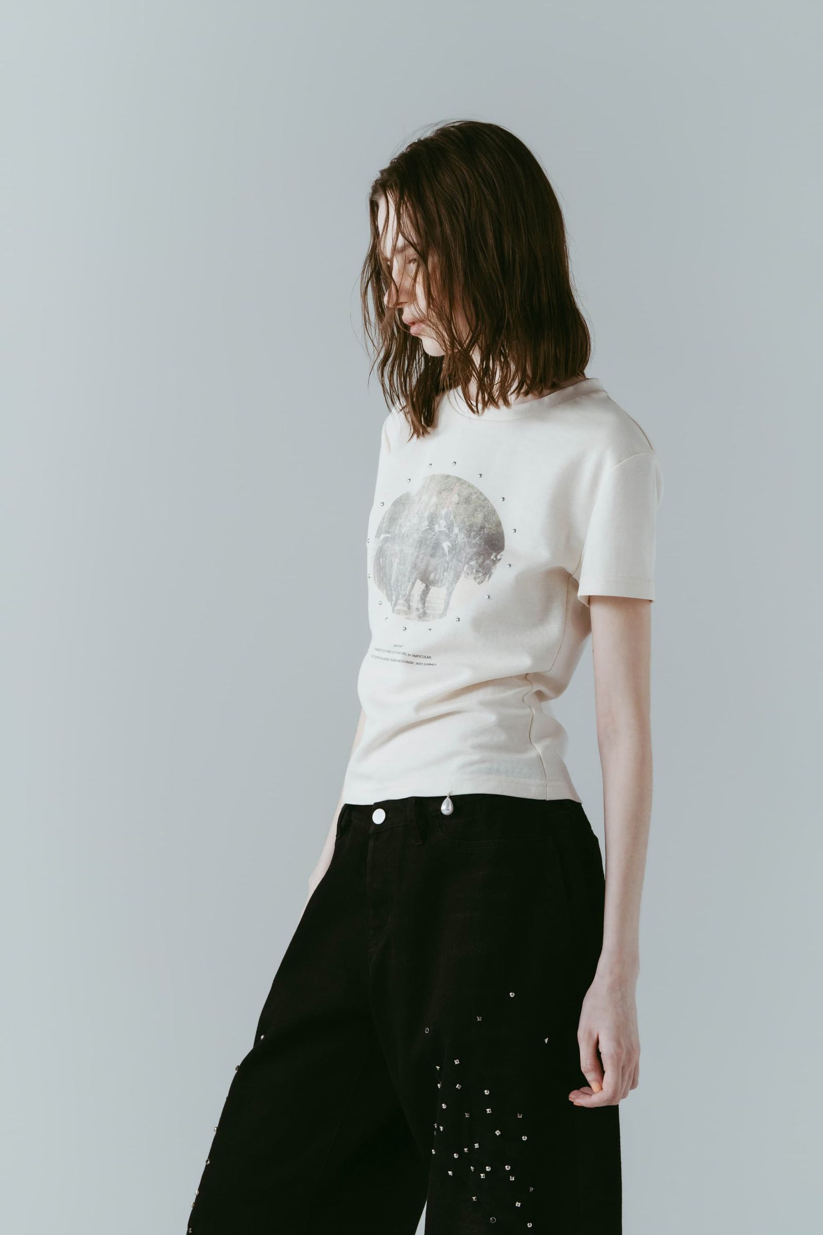 スタッズコンパクトTシャツ (アイボリー) studded compact tee (Ivory) /  26SS