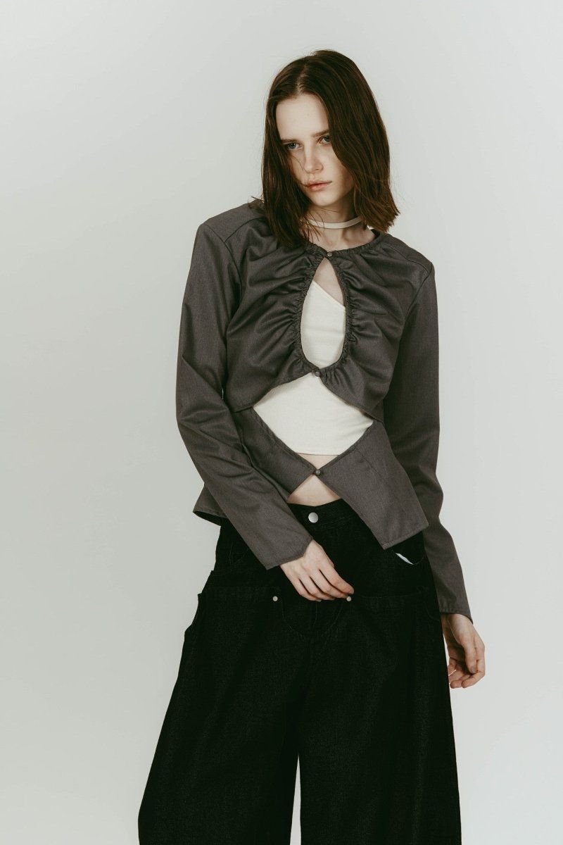 unique feminine blouse (Gray) / ユニークフェミニンブラウス (グレー) / 26SS