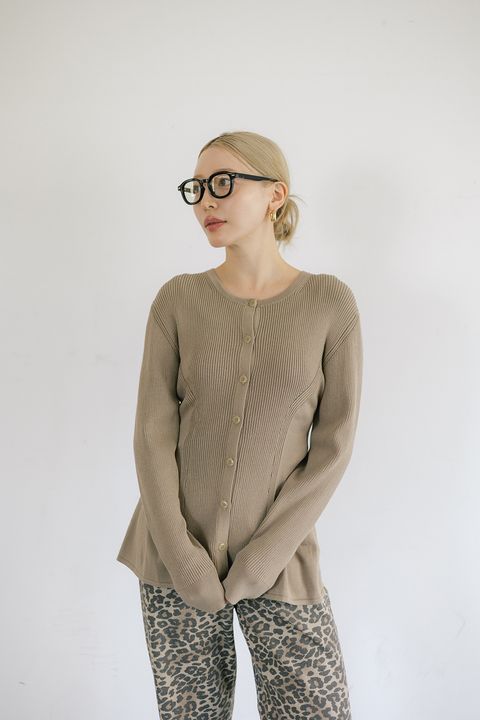 ペプラムニットカーディガン (ベージュ) Peplum knit cardigan (Beige) / 26AW